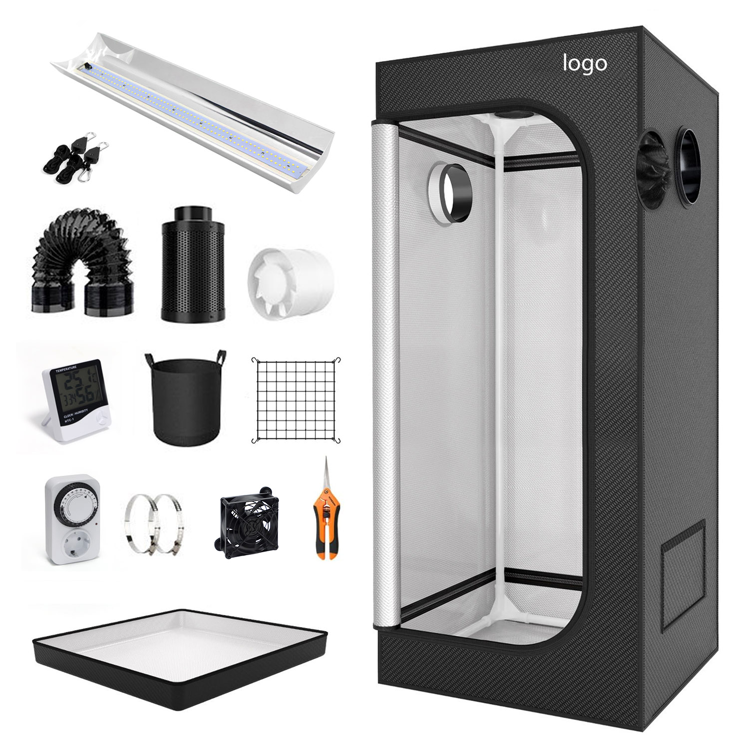 Grow Tent Complete Kit - Factory Customized 600d Mylar Fabric Canvas