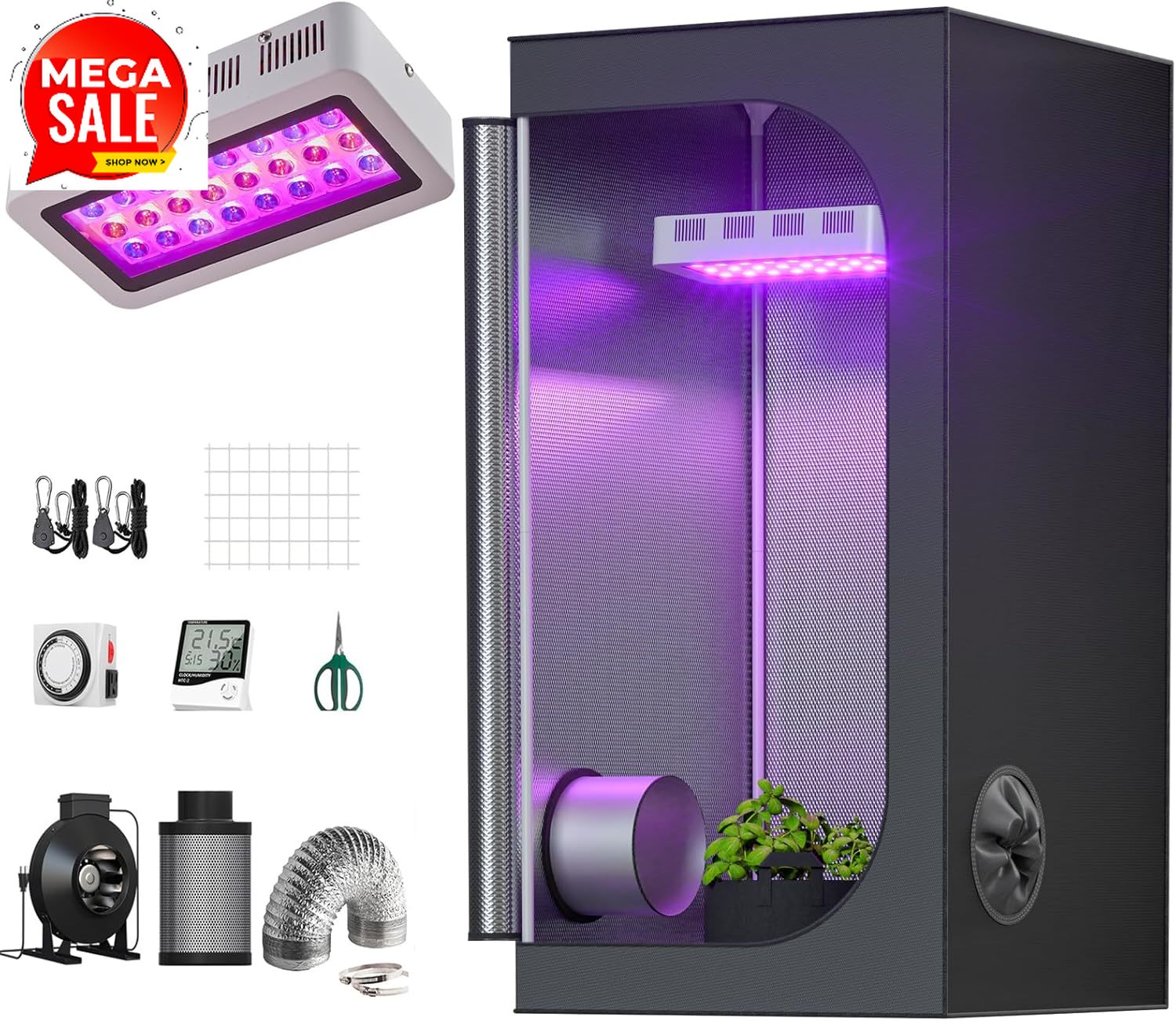 Grow Tent Complete Kit - Grow Tent Complete Kit 300W LED