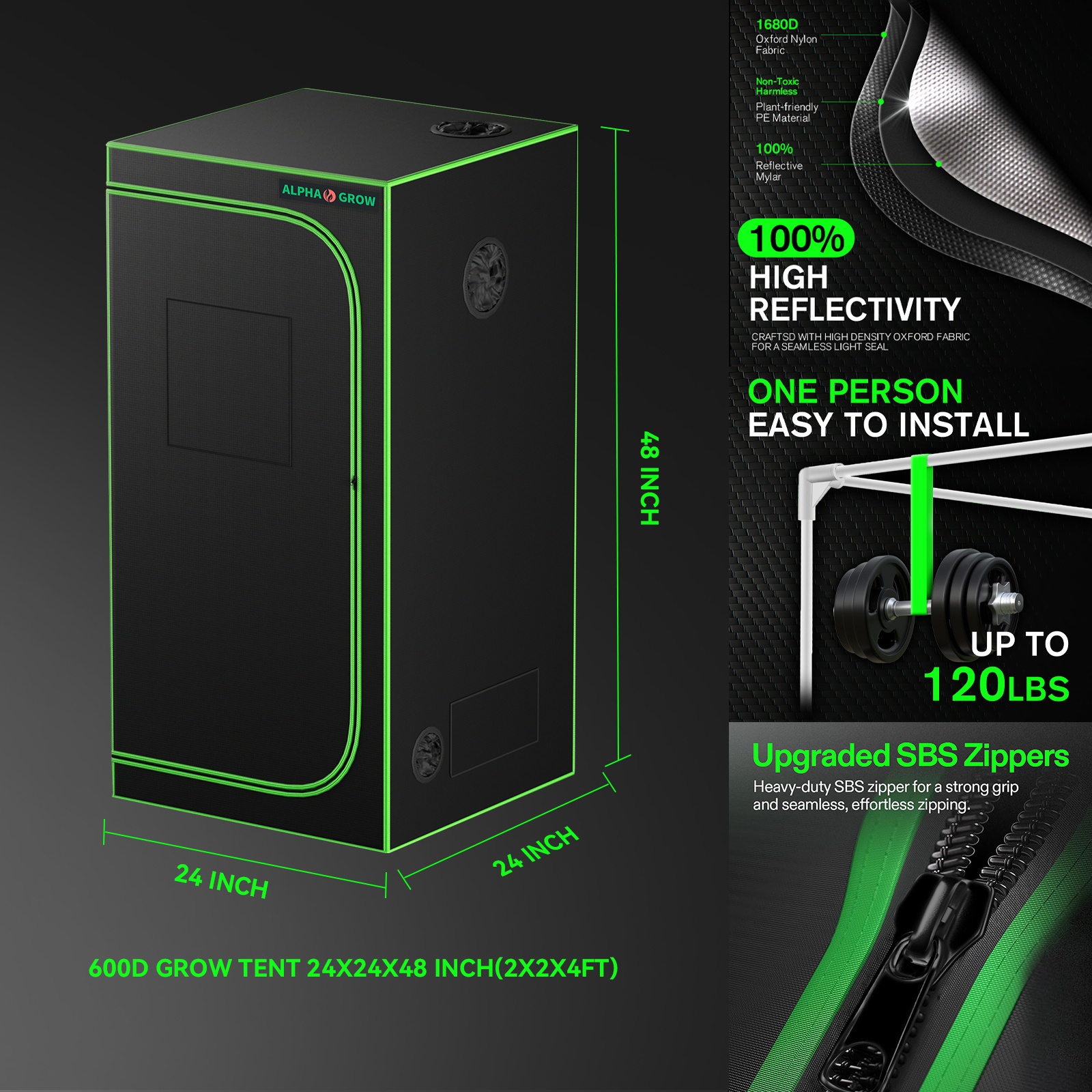 ALPHAGROW Complete Indoor Grow – Grow Tent Complete Kit recenzja i cena
